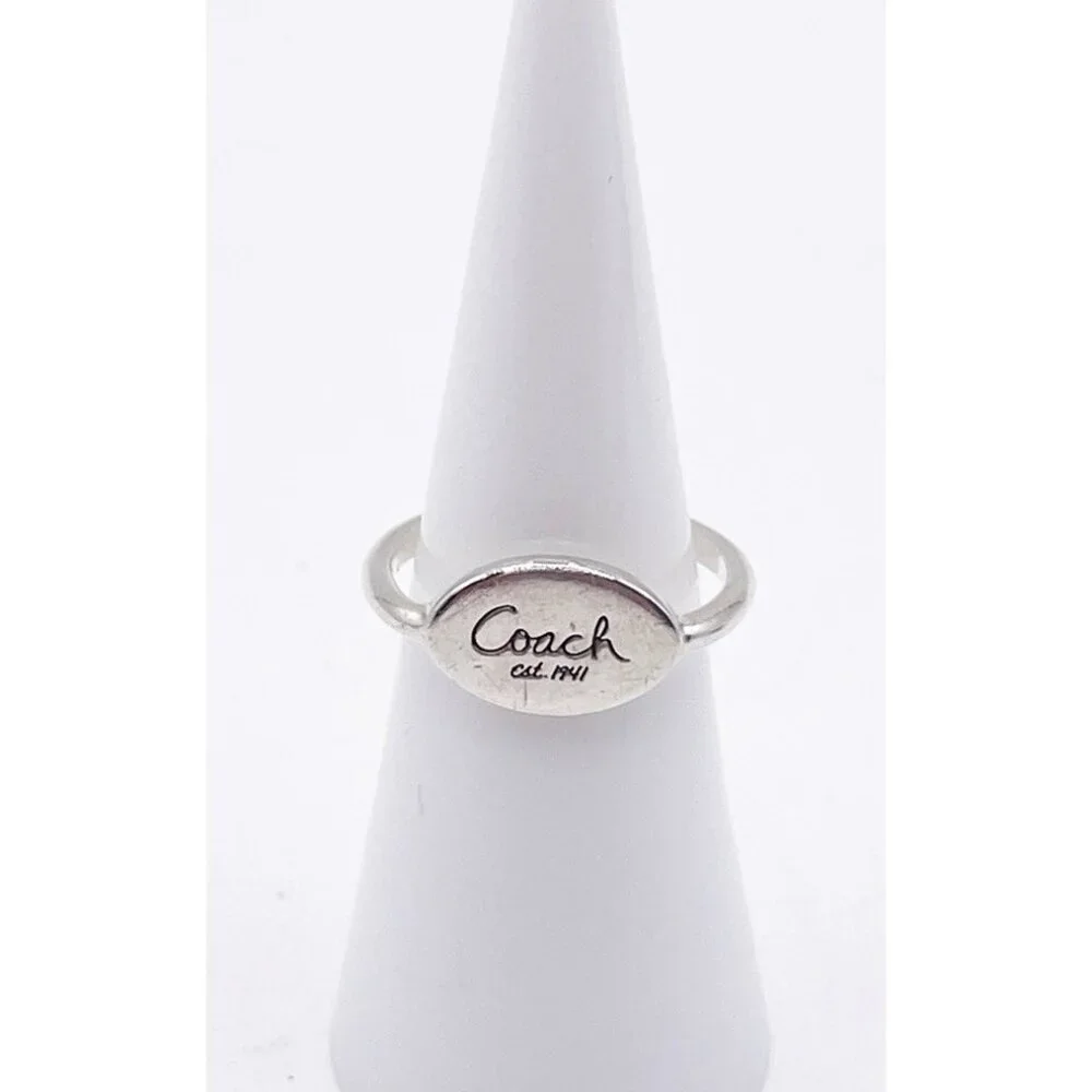 Vintage Coach 925 Sterling Silver Oval Signet Logo Ring • Retired Design Size 6 - Picture 1 of 7